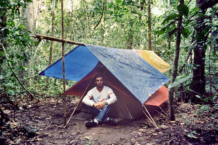Javier and his tent. EBCC, 1987.